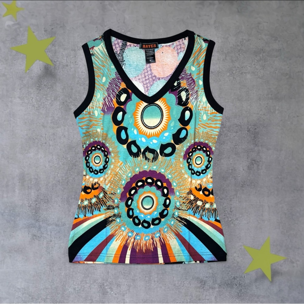 Custo Barcelona Multicolor Turquoise Orange Purple Graphic Tank Top